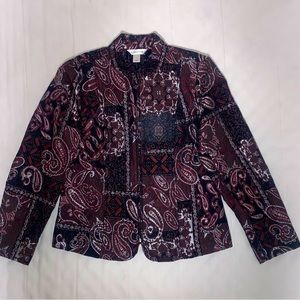 CHRISTOPHER & BANK'S Tapestry Paisley Full Zip Jacket Blazer Womens Size Small